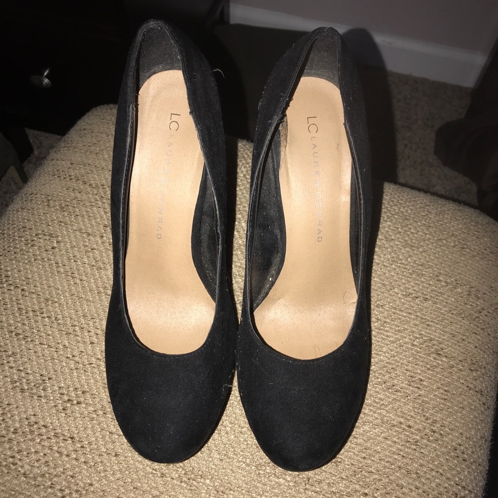 LC faux suede platform stilettos